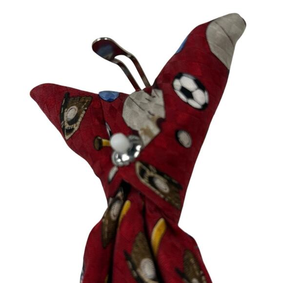Dockers Y2K Boys Red Multicolor Sport Themed Stain Resistant Clip On Tie - Picture 5 of 7
